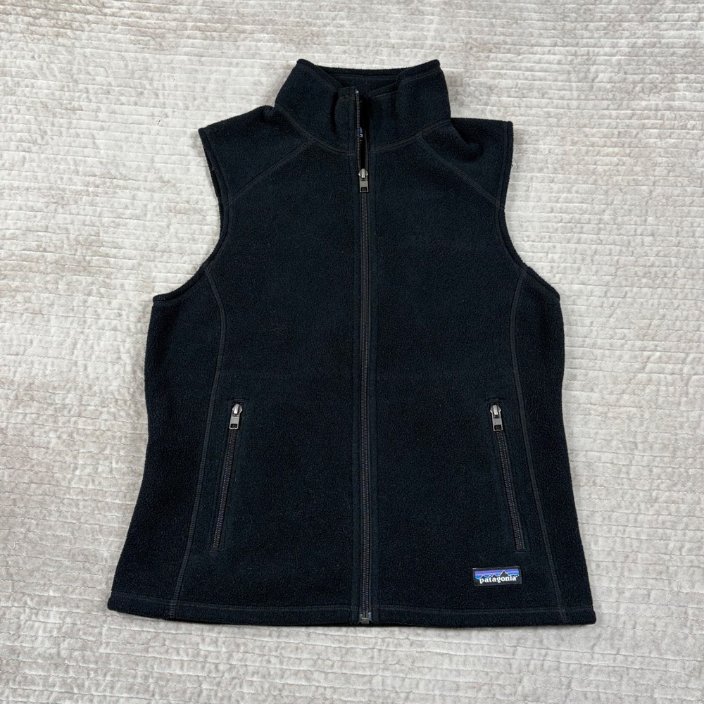 Patagonia Synchilla Fleece Vest Black Full Zip Sleeveless Jacket Womens Medium